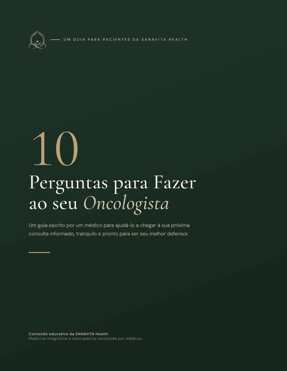Capa do guia da SANAVITA Health: 10 Perguntas para seu Oncologista