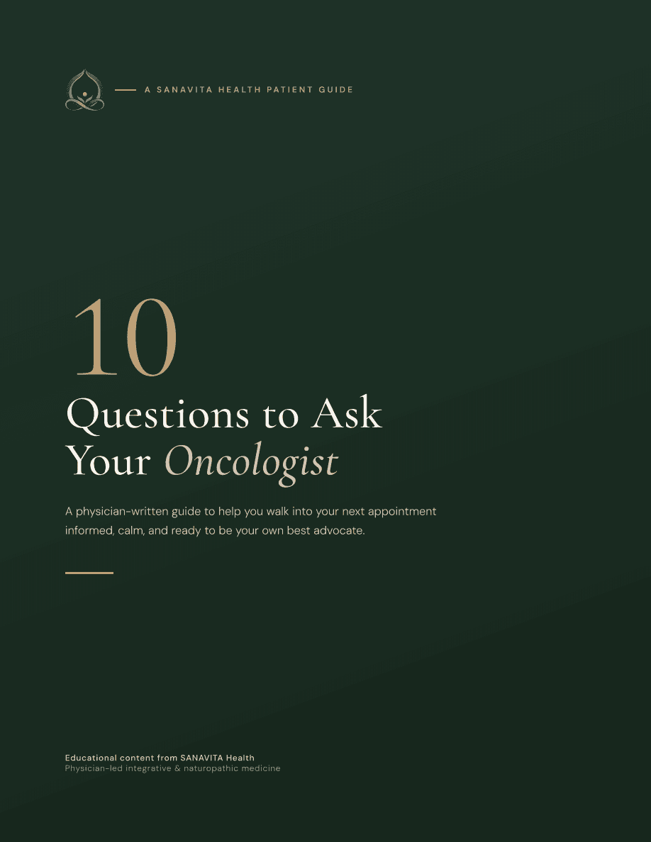 Cover of the free guide: 10 Questions to Ask Your Oncologist